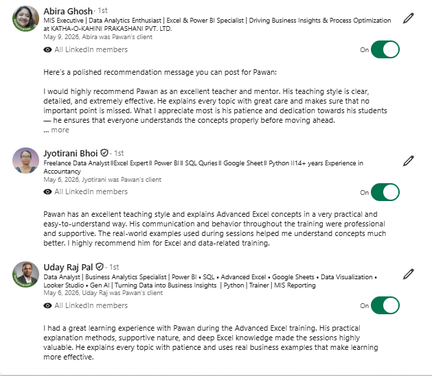 LinkedIn recommendations for Pawan Saw